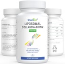 Liposomal Hydrolyzed Collagen Peptides 1700mg και Biotin 10000mcg συμπληρώματα για γυναίκες, άνδρες, υψηλή απορρόφηση, Vitamin E,C και κάψουλες ψευδάργυρου για το δέρμα, την ανάπτυξη του αέρα, Joint και νύχια,60 Softgels