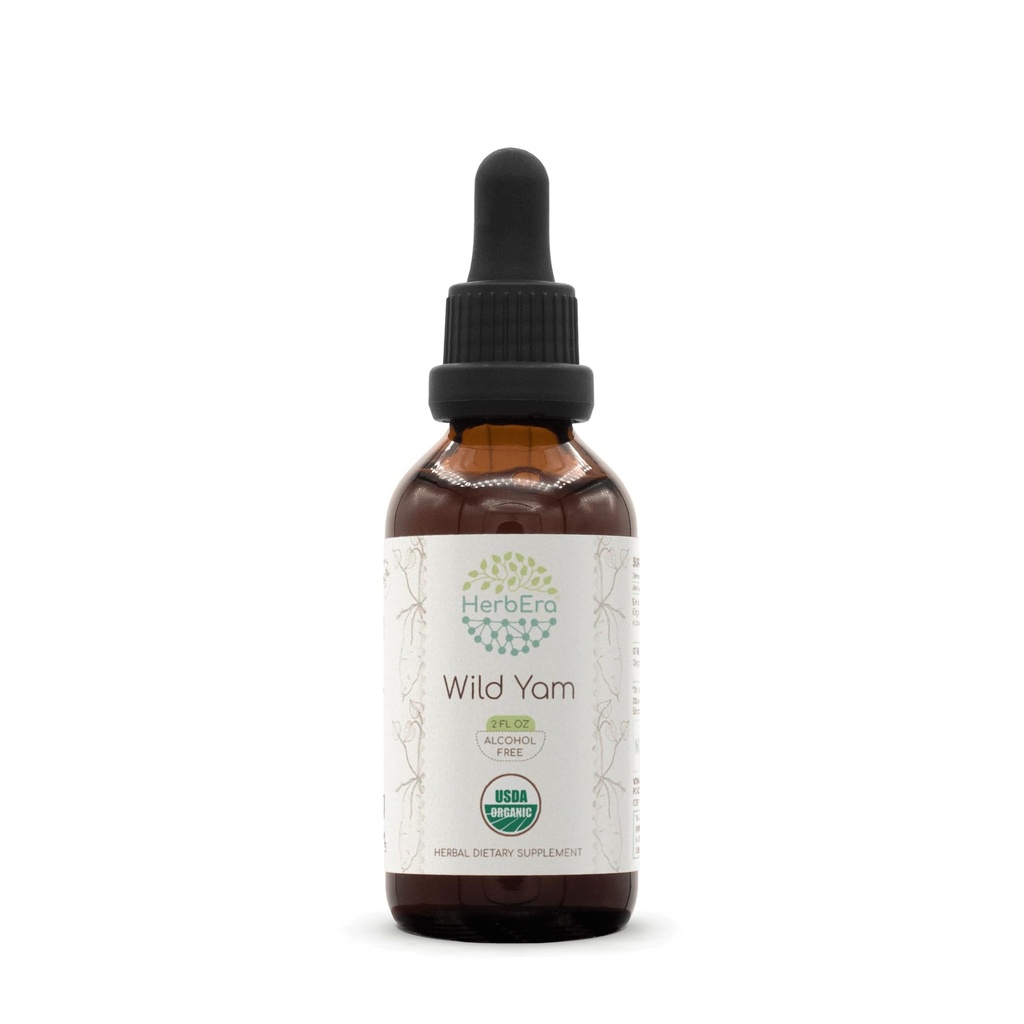 HerbEra Wild Yam B60 εκχύλισμα βοτάνων χωρίς αλκοόλ USDA Organic Tibture, συμπυκνωμένο υγρό σταγόνες Φυσικό φυσικό άγριο Yam (Dioscorea Villosa) Αποξηραμένη ρίζα 2 fl oz