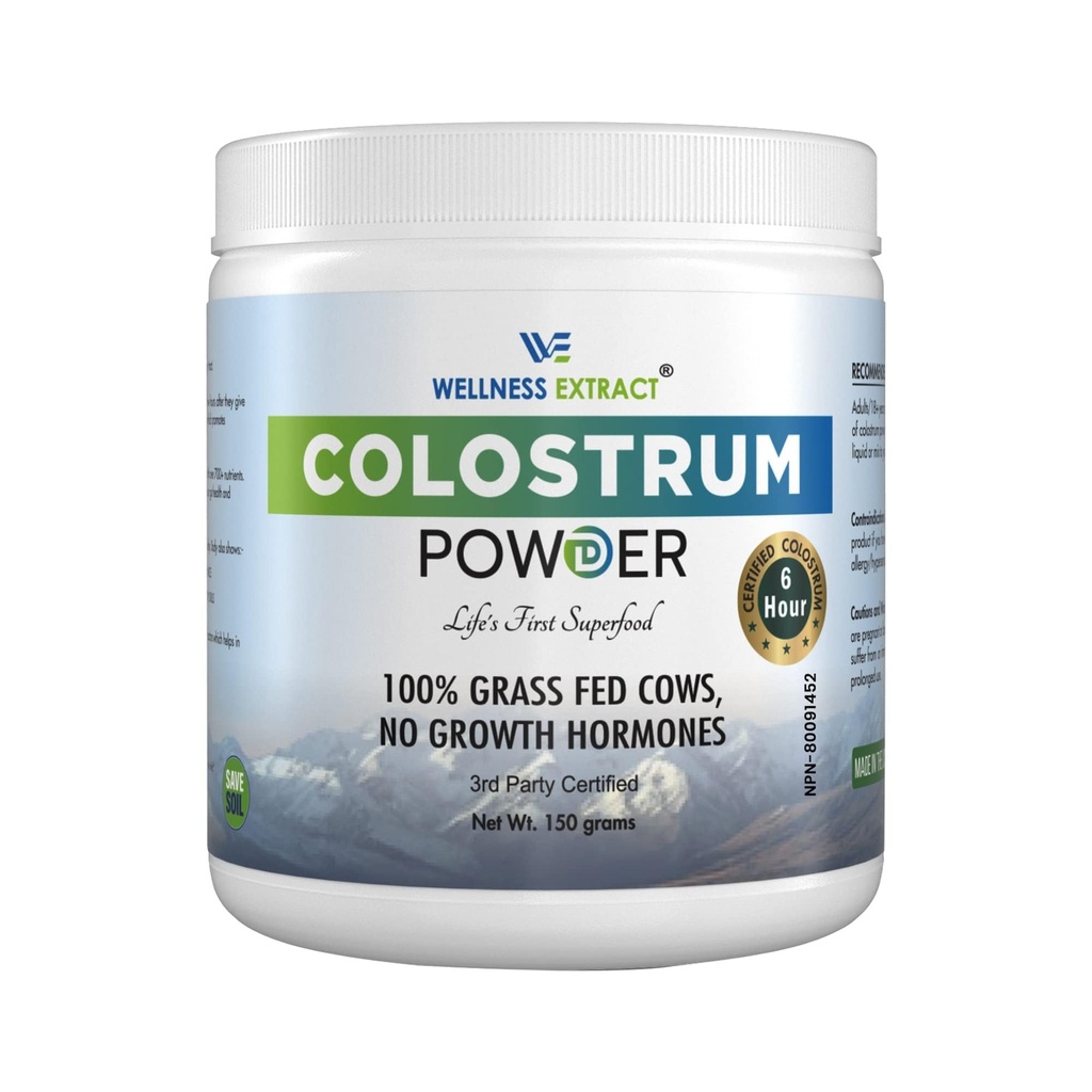 WELNESS EXTRACT Bovine Colostrum Powder πλούσια σε πρωτεΐνες & Lactoferrin- Το True Certified Supplement for Immune Support, Gut Health, μυϊκή ανάπτυξη - 150g
