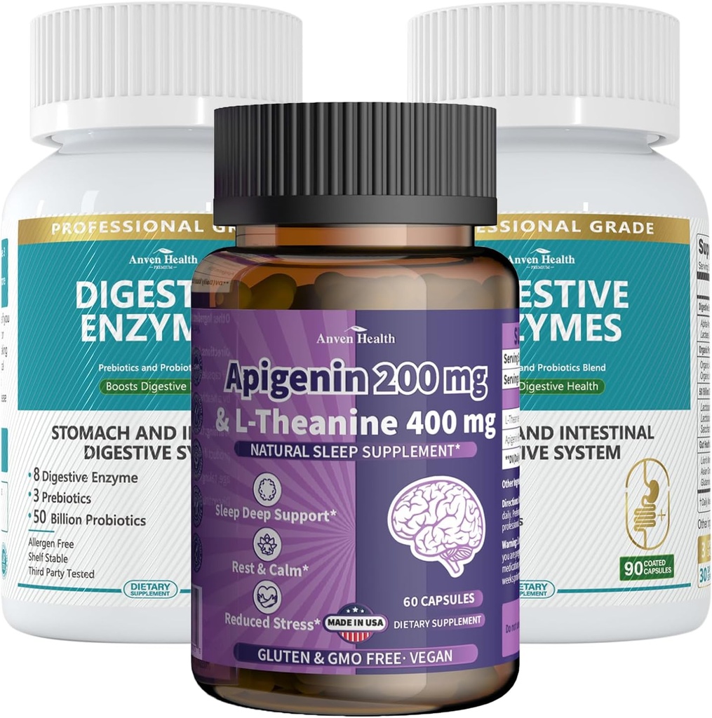 L-Theanine + Digestive Enzymes Wellness Sche – Natural Relaxation, Stress Relief & Digestive Support