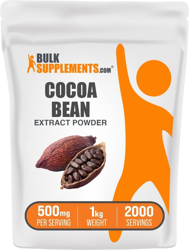 BulkSupplements.com Cocoa Bean Extract Toz - Cocoa Supplement - Unsweetened, Vegan & Gluten Free, 500 mg per Service, 1kg (2.2 lbs) (Paket of 1)
