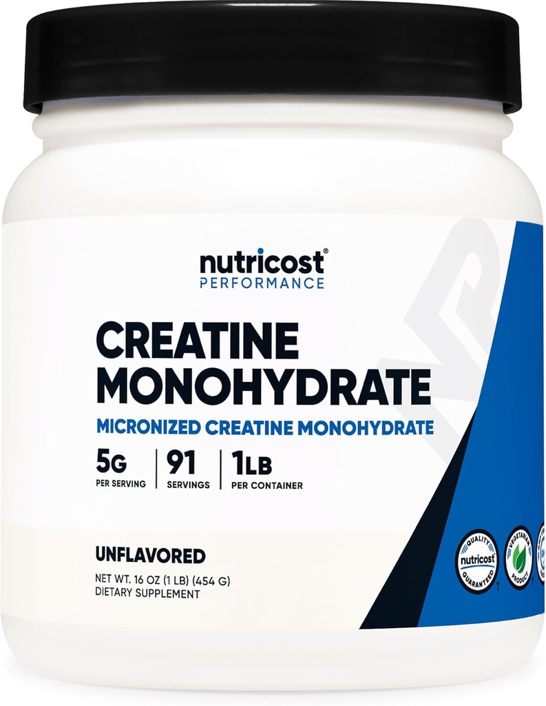 Nutricost Creatine Monohydrate Micronized Powder 1 LB (454 Grams), 5000mg ανά Serv (5g) - Micronized Creatine Monohydrate
