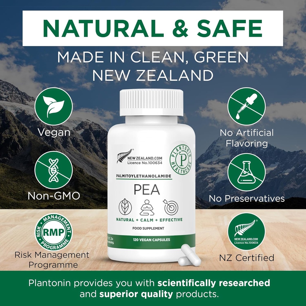 Palmitoyl Ethan Pea Supplement 600 mg - Micronized Pea Supplements 99 - 2 Ay Supply - Ortak Konfor için Gelişmiş Doğal Destek