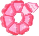 Pink Weekly Pill Organizer, Pill Box 7 Gün, Büyük Kapasite Karşılaştırmalı Günlük Vitamin Vakası, Balık Yağı Tıp ve Diğer Supplements için Pills Konteynerleri