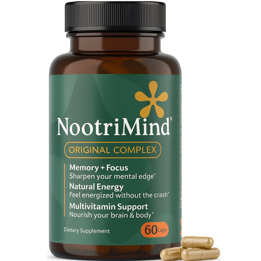 Brain Health & Memory Support Supplement – Nootropic with Bacopa, DMAE & B12 – Promotes Sharp Focus, Cognitive Alertness & Steady Energy 40-in-1 Complex – 60 Capsules