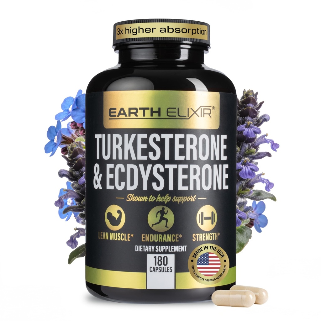 Turkesterone & Ecdysterone – Natural testosteron Support, 2in-1 High Potency Turkesterone Supplement for Men & Women with% 95 Beta Ecdysterone - Strength, Energy and Vitality – 180 kapsül