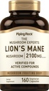 Piping Rock Lions Mane Mushroom Supplement | 2100 mg | 160 Capsules | Kadınlar ve Erkekler için alıntı | Vejetary, Non GMO & Gluten Free