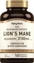 Piping Rock Lions Mane Mushroom Supplement | 2100 mg | 160 Capsules | Kadınlar ve Erkekler için alıntı | Vejetary, Non GMO & Gluten Free