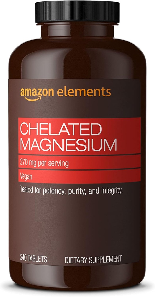 Elements - Chelated Magnezyum, 240 tablet, hizmet başına 270 mg, Magnezyum Glycinate Chelate, Vegan