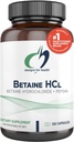 Pepsin ile Sağlık Betaine HCl için tasarımlar - 750 mg Betaine Beta + protein Digestive Enzyme - Non-GMO Supplement to Support Digestive Function (120 Capsules)