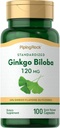 Piping Rock Ginkgo Biloba Supplements 120mg | 100 Capsules | Standardized Extract | Non-GMO, Gluten Free