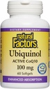 Doğal Faktörler Ubiquinol 100 mg - Kalp Sağlığı ve Doğal Vitality - Antioksi Support Supplement with Superior Abors - Enerji Desteği Flaxseed Oil - 60 Softgels (60 Hizmet)