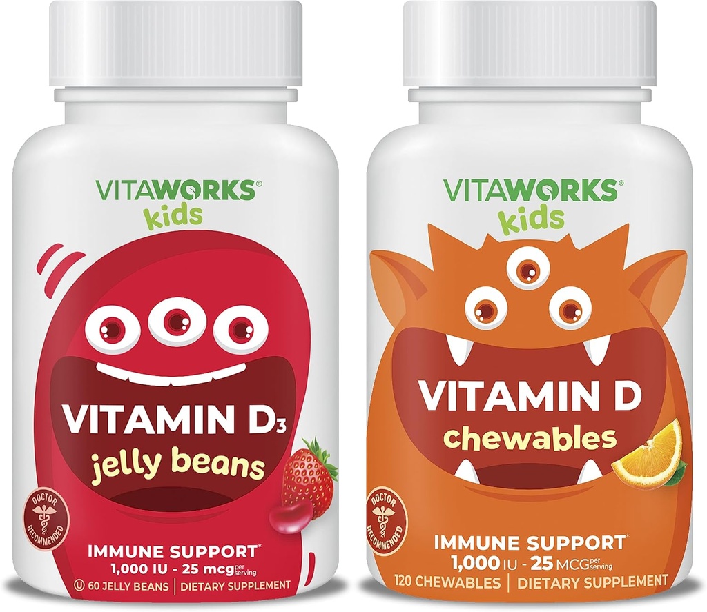 Παιδιά Βιταμίνη D3 1000 IU Jelly Beans + Βιταμίνη D3 1000 IU Μασώμενα Bundle