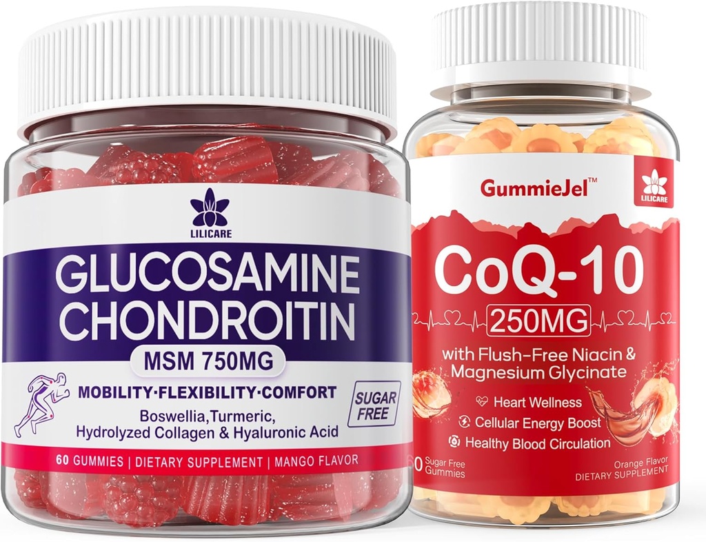 Sugar Free Glucosamin Chondroitin MSM 120 Konts + CoQ10 250mg Tamamlandı Gummies 60 Counts
