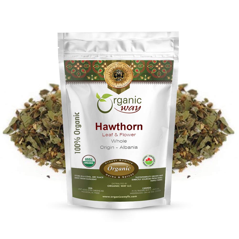 Organik Way Hawthorn Leaf and Flower Whole (Crataegus monogyna) - Herbal Tea | Avrupa Wild-Harvest | Organik, Kosher & USDA Sertifikalı | GMO & Gluten Free | Origin - Arnavutluk (1 LBS / 16 Oz)