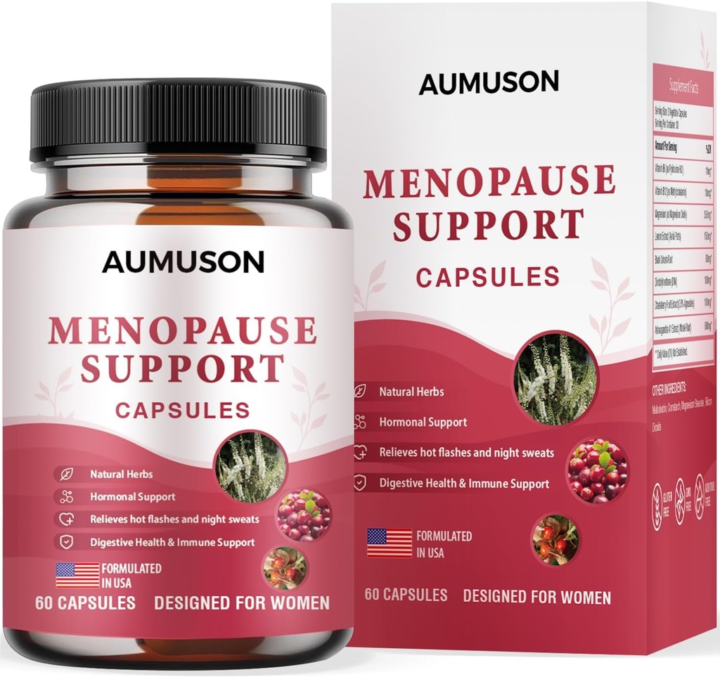 Menopause Support Capsules for Women - Herbal 12in-1- Hormon Dengesi Black Cohosh,Ashwagandha, DIM, Magnezyum, Chasteberry, B6, B12- ve Daha Fazlası
