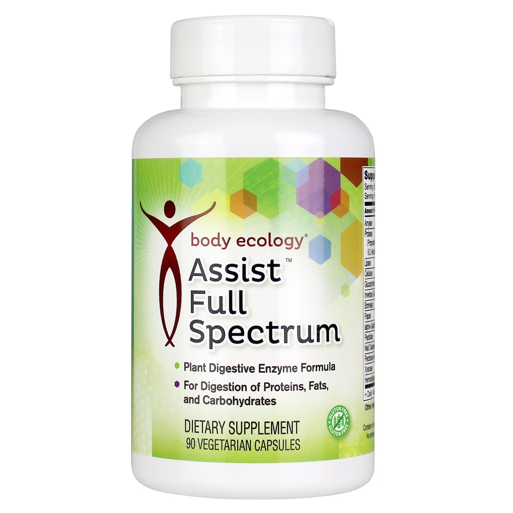 Body Ecology Assist Full Spectrum Enzymes | Plant Digestive Enzyme Supplement | Sağlıklı Digestion ve Absorbs Nutrients | 90 Vegetarian Countrients