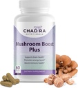 Mushroom Boost Plus - 10in-1 Mushroom Supplement with Cordyceps, Lion's Mane, Reishi, Türkiye Tail & Shiitake - Immune Support, Energy & Brain Supplement - 60 Veggie Capsules