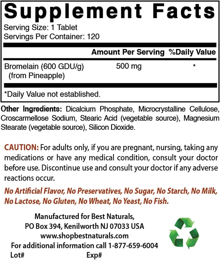 En İyi Doğallar Bromelain 500 mg & Quercetin 1000 mg