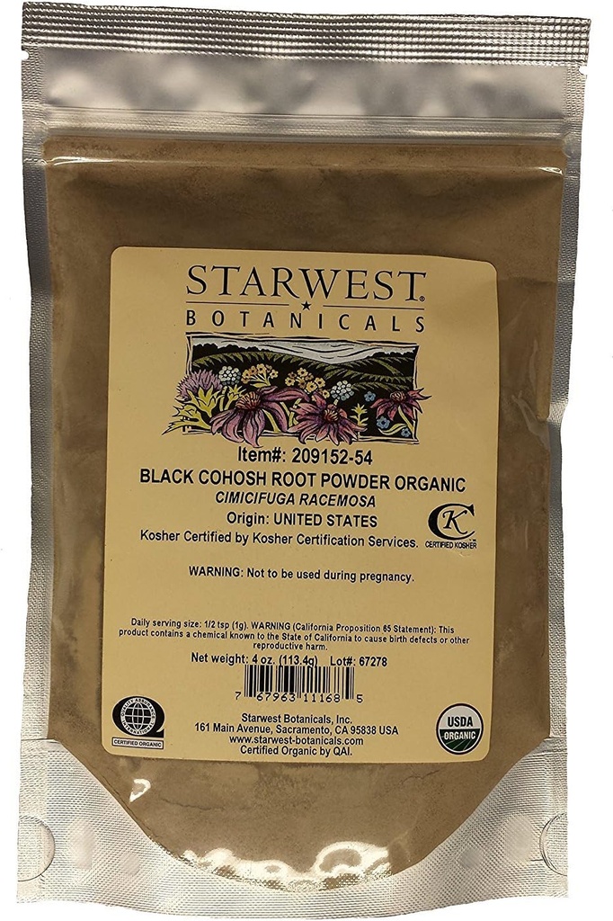 Starwest Botaniks Organik Black Cohosh Root Toz (4 Ounce)