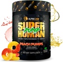 ALPHA LION Superhuman Pump Pre Workout Powder, Nootropic Caffeine & Stim Free Preworkout Supplement, Nitric Oxide Booster, Mus Gainer, Energy & Focus (42 Σερβιέτες, Ροδάκινα Αντλίες Γεύσης)