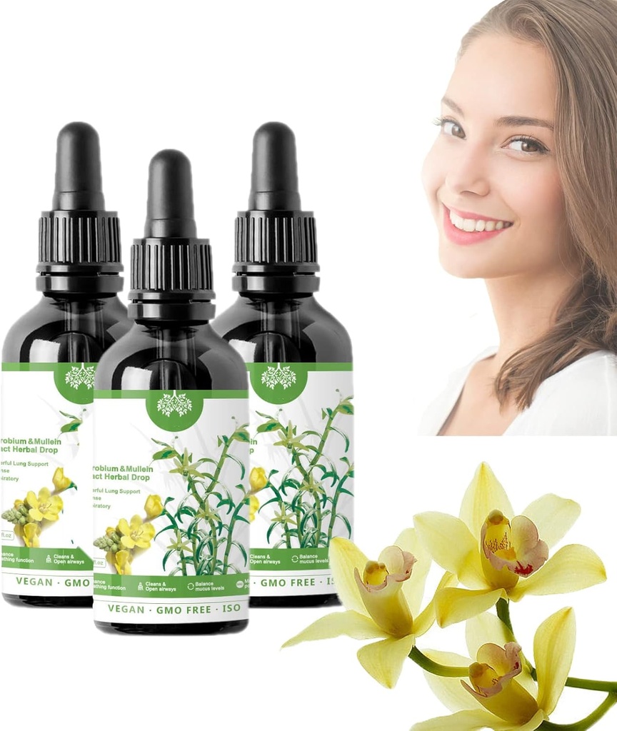 Dendrobium & Mullein Extract - Güçlü Lung Desteği, Clear Breath Dendrobium & Mullein Extract Herbal Drops, Herbal Drops (3par)