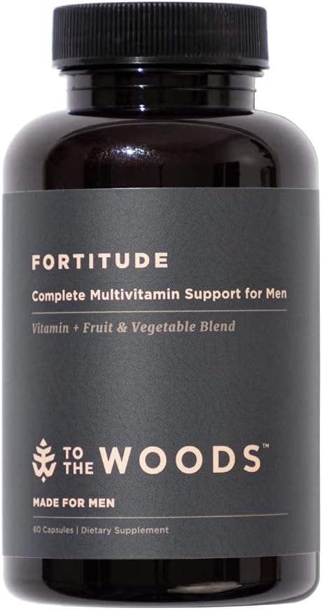 Woods Fortitude için Multivitamin Desteği Erkekler için - 20 Organik Raw Meyveleri ve Sebzeler, 24 Temel Vitaminler ve Mineraller - Immune Health, Energy Alert (1 Şişe, 30 Capsules)