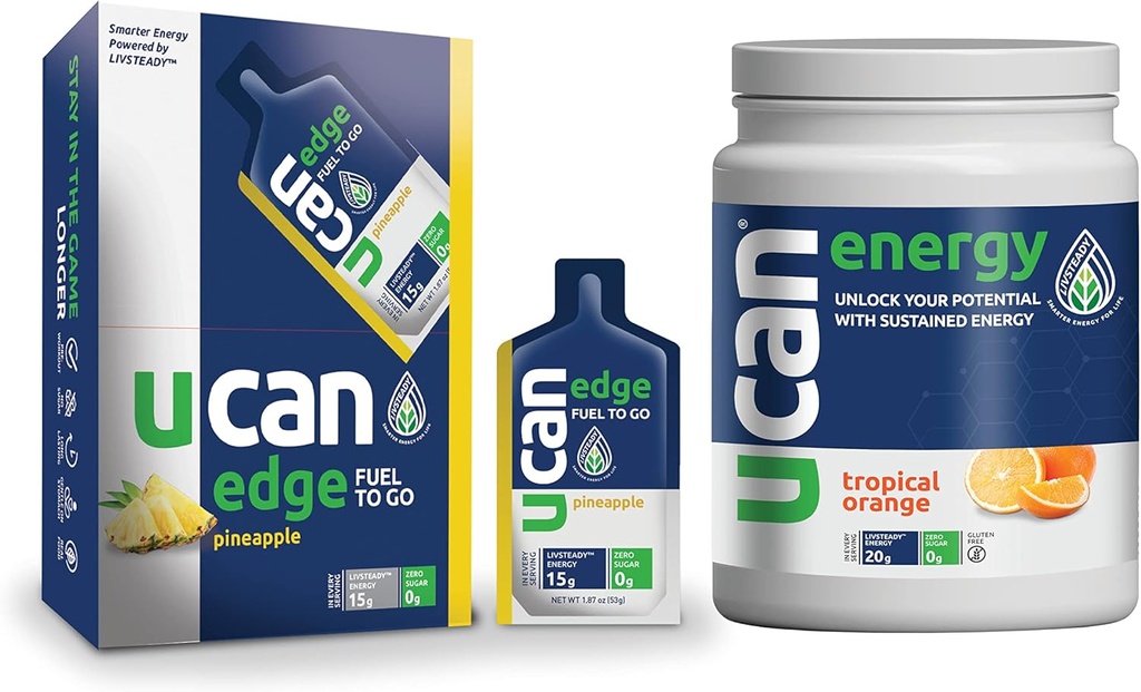 UCAN Pineapple Edge Energy Gel & Orange Energy Toz - Koşu, Eğitim, Fitness, Bisiklet, Crossfit & More | Sugar-Free, Vegan, & Keto Friendly Energy Supplement