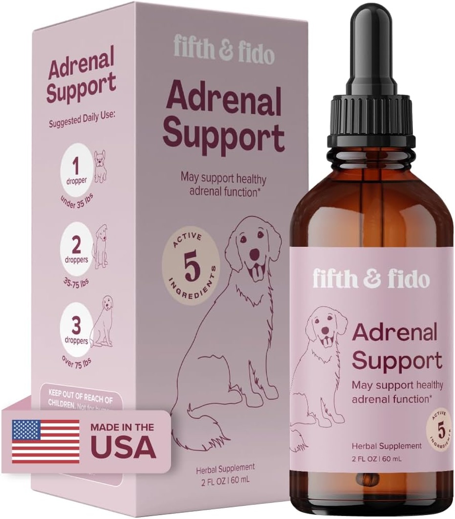 Πέμπτες & Fido Adrenal υποστήριξη υγρών σταγόνες για σκύλους - συμπλήρωμα βοτάνων με 5 ενεργά συστατικά - μπορεί να βοηθήσει στην προώθηση υγιή Adrenal λειτουργία - 4 fl oz