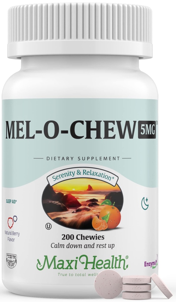 Maxi Health Melatonin 5mg Extra-Strength Fast Acting Melatonin – Encourage Natural Sleep with Melatonin'– Non-Habit Forming Sleep Support Kosher (200 Units)