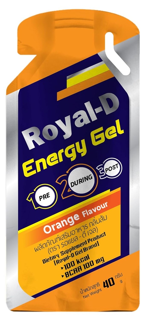 Royal-D Energy Gel BCAAs – Orange Flavor | Endurance Yakıtlar, Cyclists ve Fitness | Hızlı Enerji, Kolay To Digest | 100 kcal, 1.4 Oz Packet, 20 Kont