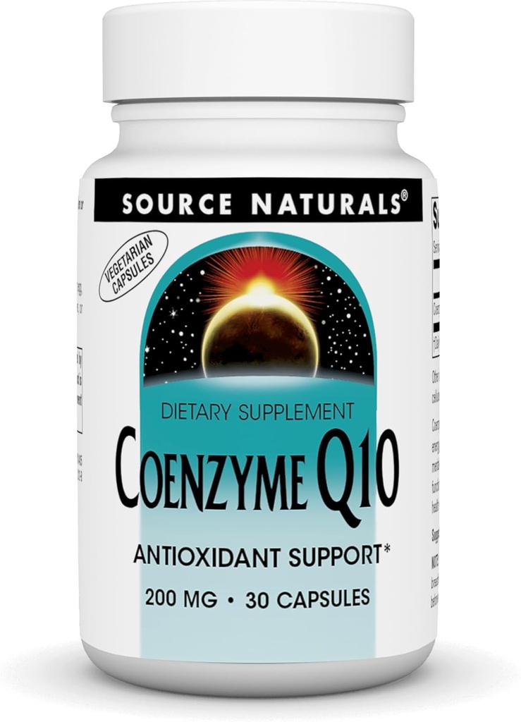 Source Naturals Συνένζυμο Q10, Αντιοξειδωτική Υποστήριξη* για την παραγωγή ενέργειας, την υποστήριξη καρδιακής λειτουργίας, την προστασία των αντιοξειδωτικών και υγιεινές τσίχλες, 200 mg - 30 κάψουλες χορτοφαγικών