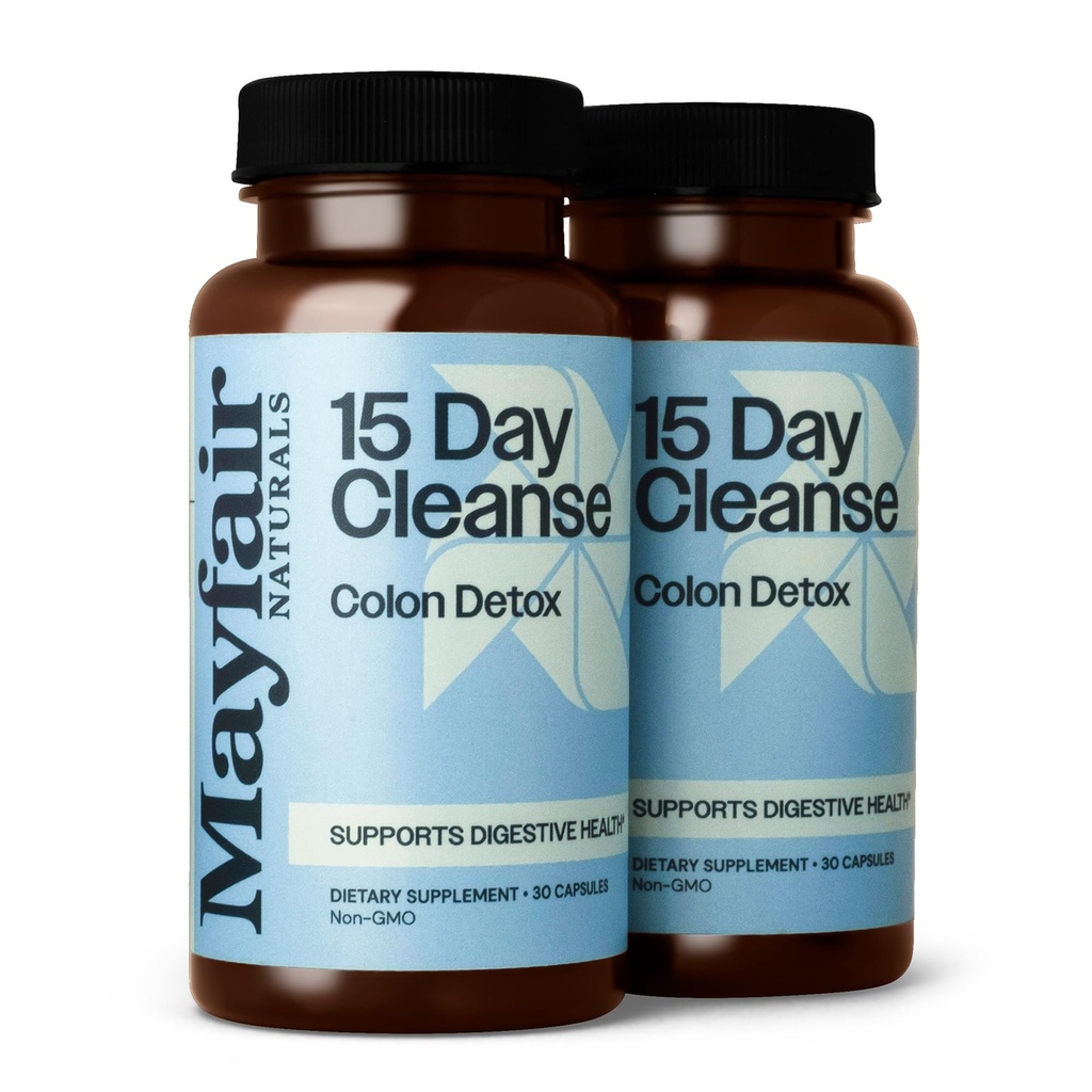 15 Day Cleanse Colon Detox (2 Pack), Diyet Supplement, 30 Capsules Her (60 Total), Constipation ve Digestive Health Supplement için Doğal Laxative for Constipation and Digestive Health Supplement)