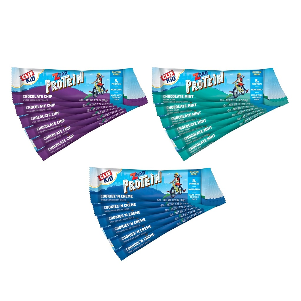 Zbar proteini - Çikolata Chip, Chocolate Mint ve Kurabiyeler 'N Creme - Çeşitli Paket - Crispy Snack Bars - Organik Oats ile Yap - Non-GMO - 5g Protein - Gluten Ücretsiz Protein Bars (18 Pack)