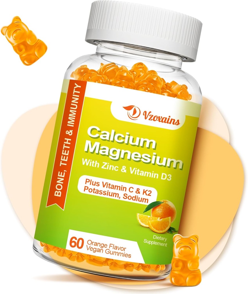 Yüksek Aborpsiyondis Gummies, Sugar Freeuba Magnezyum Supplement with Pyum Vitamin D3 for Men and Women - Vegan, Orange Flavor 60 Cts