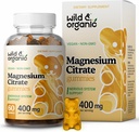 Wild & Organic Magnezyum Citrate Gummies 400 mg - Calm ve Mood için Chewables - Calming Magnezyum Citrate Supplement - 60 Vegan, Non-GMO Toz Esas Chews
