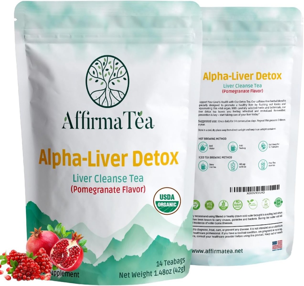 Organic 14-Day Detox: Υποστηρίζει την υγεία του ήπατος και των νεφρών με το ισχυρό σιλυμάριν από το γάλα Σπόροι γαϊδουράγκαθο, Dandelion & Burdock. Φυσικό άρωμα ρόδι.