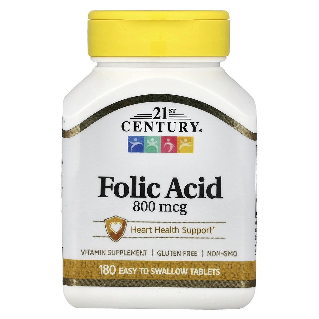 21ος αιώνας 800 mcg Folic Acid δισκία, Ποικιλία, 180 μέτρα