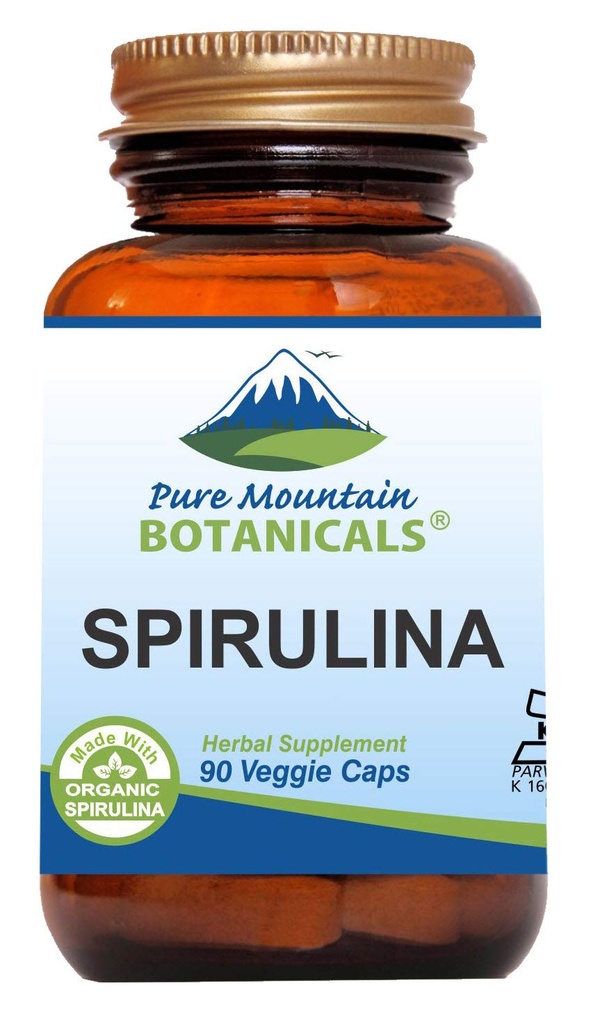 Saf Dağ Botanikleri Spirulina Capsules - 90 Kosher Vegan Caps - Şimdi 450 mg Organik Spirulina Toz - Doğa Superfood Supplement