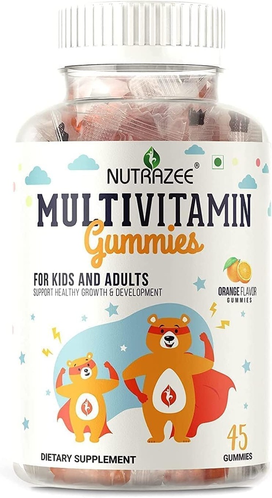 SENTA Nutraze Multivitamin Gummies for Kids, Youngrs, Men, Women & Yetişkinler with Essential Vitamins for Health, Development & Immunity, 45 Gummy Bears Supplement