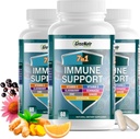 GreeNatr Immune Support Supplement with Vitamin C, D3, çinko 50mg, Quercetin, Echinacea Purpurea, Sambucus Elderberry and Ginger for Complete Immune Defense - 60 Capsules (3 Şişeler)