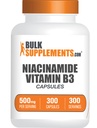 BulkSupplements.com Niacinamid Capsules - Niacinamid Supplement, B3 Supplement, Niacinamid 500 mg - Gluten Free, 1 Capsule per Service, 300 Capsules (Pack of 1)