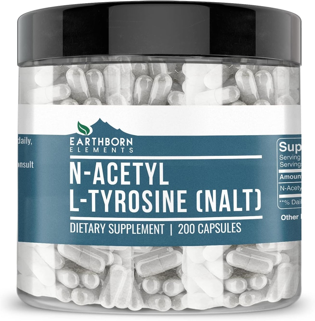 Earthborn Elements N-Acetyl L-Tyrosine (NALT) 200 Κάψουλες, Αγνά & Αδιάλυτα, Χωρίς Πρόσθετα