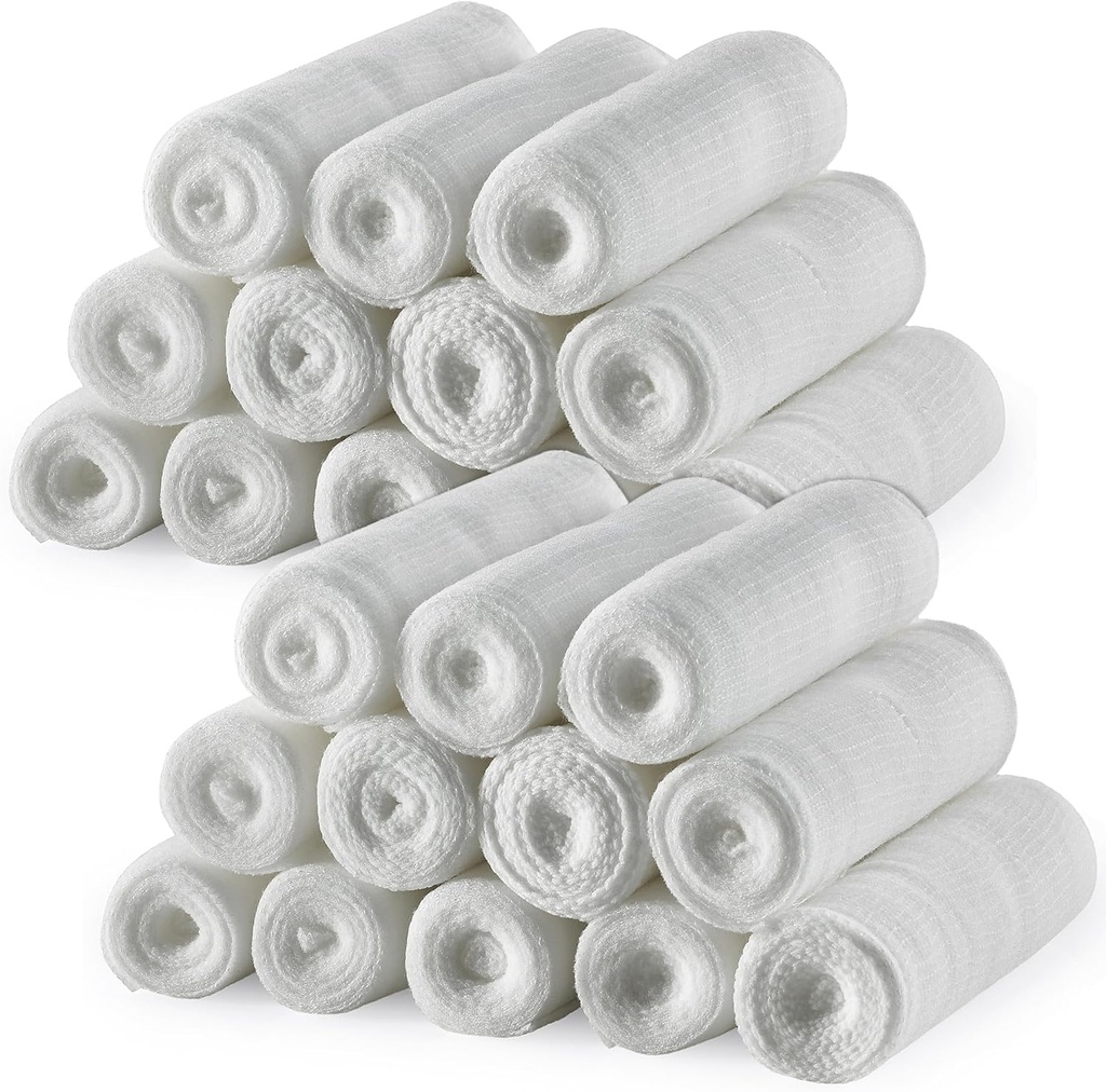 MEDca Gauze Bandage Rolls - (24 Pack) 4 x 4.1 Yards Per Roll, Medical Grade Tüm Yaralar ve İlk Yardım Kitleri (Inch, 24 Adet)