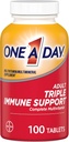 Bir Gün Yetişkin Triple Immune Support* Complete Multivitamin, Supplement with Vitamins C, Vitamin D, & çinko, 100 Count