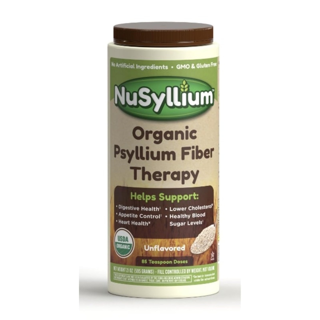 NuSyllium Psyllium Husk Toz USDA Organik, 21 Oz, Diyetsel Fiber Supplement with Brown Sugar, Helps Trust Digestive Health* Unflavored, 85 Hizmet