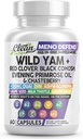 Temiz Nutra Wild Yam Root Capsules with Red Clover Black Cohosh Evening Primrose Oil Chasteberry Dong Quai DIM Ashwagandha Grape Tohumu Butle Lemon Balm ve Kadınlar için Daha Fazla Hormon Dengesi