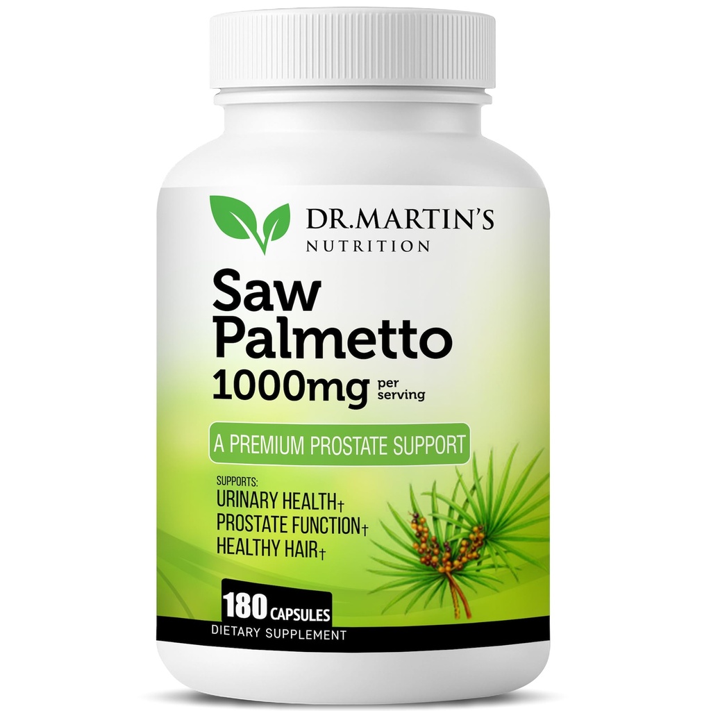 USA Grown Saw Palmetto | 180 Capsules Prostate Health Supplement | Erkekler ve Kadınlar için Saç Büyüme | Normal Ürinasyon Frekansı ve Doğal Hile Bloker'ı Saç Kaybının Önlenmesine Yardımcı Olmak
