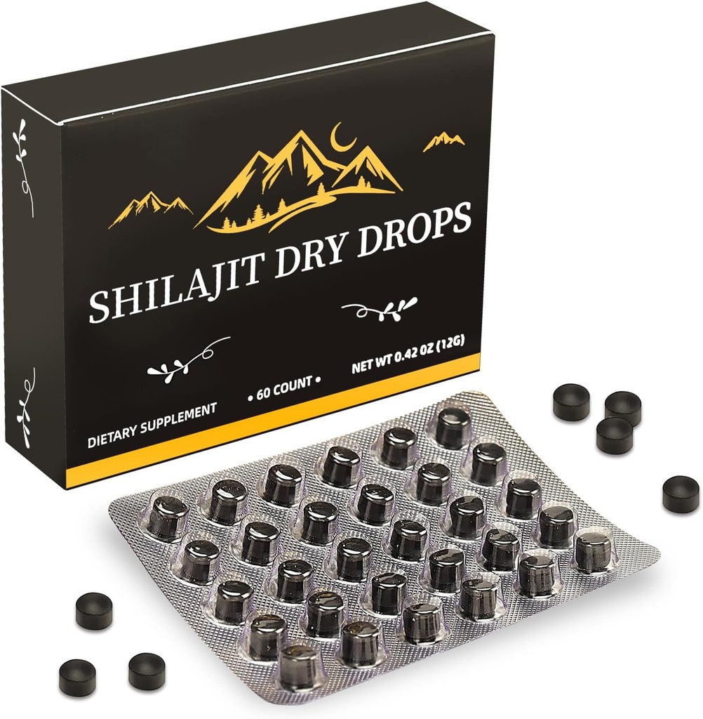 Shilajit Pure Himalay Machinery Kuru Drops Tabletler |Himalaya shilajit, Immune Support,Pure Natural shilajit | 85+Trace Minerals & Fulvic Acid for Energy, Pure Himalayanwear 60 Tabletler (1 Pack)