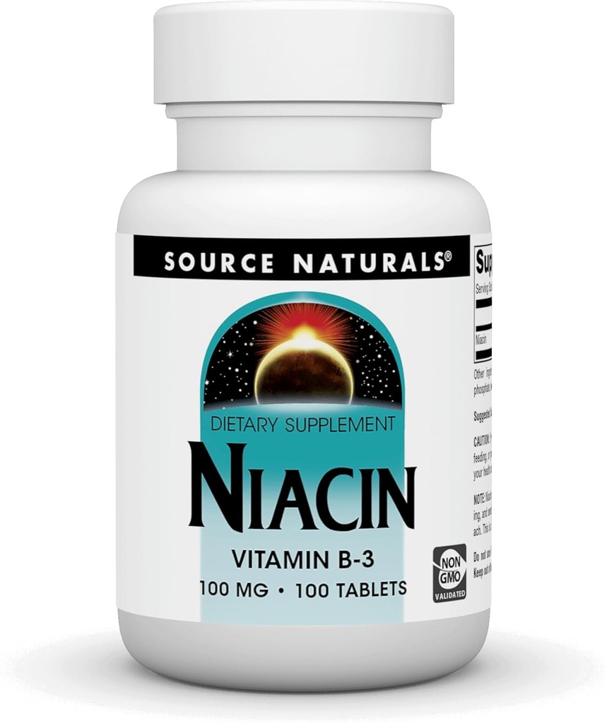 Source Naturals Niacin 100 mg B-3, Non-GMO - 100 Tablet